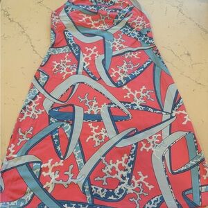 J. McLaughlin Coral and Light Blue Dress